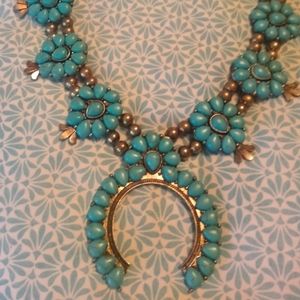 Squash Blossom Necklace with composite turquoise.